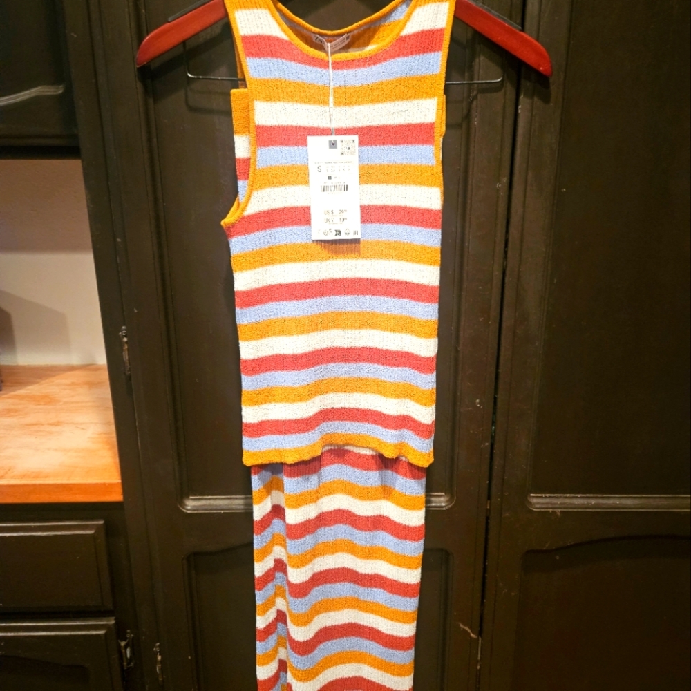 NWT Zara Striped Knit Tank & Pencil Skirt--Summer & Fall Transition; Bodycon